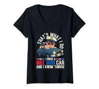 Femme C'est ce Que Je Fais, Je conduis Une Voiture Wee Woo Funny Police T-Shirt avec Col en V