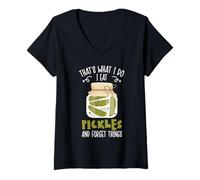 Femme C'est ce Que Je Fais, Je Mange des cornichons et j'oublie Les Choses, Cucumber Pi T-Shirt avec Col en V
