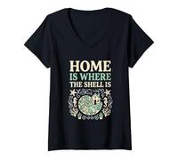 Femme C'est chez Beachcomber Home Que The Shell est Un collectionneur de Coquillages T-Shirt avec Col en V