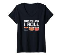 Femme C'est comme ça Que Je Roule, Amateur de sushis, drôle de Sushi T-Shirt avec Col en V