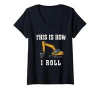 Femme C'est comme ça Que Je Roule, Un opérateur d'excavateur Amusant T-Shirt avec Col en V