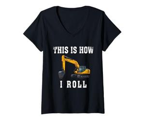 Femme C'est comme ça Que Je Roule, Un opérateur d'excavateur Amusant T-Shirt avec Col en V