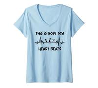 Femme C'est comme ça Que Mon cœur Bat comme des chèvres T-Shirt avec Col en V
