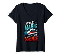 Femme C'est comme de la Magie mais de la Science, la Physique, Le Train Maglev T-Shirt avec Col en V