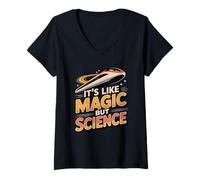 Femme C'est comme de la Magie mais de la Science, la Physique, Le Train Maglev T-Shirt avec Col en V
