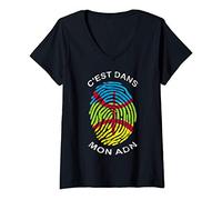 Femme C'est Dans Mon ADN Amazigh Kabyle Fier cadeau pour kabyle T-Shirt avec Col en V