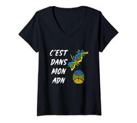 Femme C'est dans Mon ADN Drapeau Amazigh Cadeau Kabyle Homme Femme T-Shirt avec Col en V