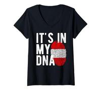 Femme C'est dans Mon ADN Drapeau National autrichien Autriche Heritage T-Shirt avec Col en V