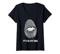 Femme C'est dans Mon ADN : Empreintes digitales du tricératops, paléontologie des Dinosaures T-Shirt avec Col en V