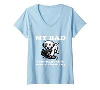 Femme C'est DOMMAGE, Je pensais Que c'était Un Jouet à mâcher T-Shirt avec Col en V