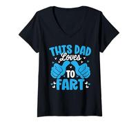 Femme C'est drôle, ce Papa Adore péter sarcastiquement T-Shirt avec Col en V