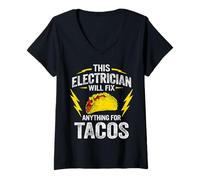 Femme C'est drôle, cet électricien répare n'importe Quoi pour Les Tacos T-Shirt avec Col en V