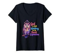 Femme C'est drôle de dire Que Dieu Travaille Toujours sur Mes Expressions faciales T-Shirt avec Col en V