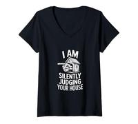 Femme C'est drôle de dire Que Je Juge Votre Maison en Silence T-Shirt avec Col en V