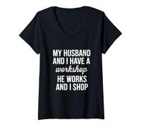 Femme C'est drôle de dire Que Mon Mari et Moi Avons Un Atelier T-Shirt avec Col en V