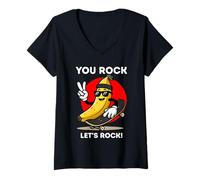 Femme C'est drôle de dire Que tu ES du Rock Lets Rock Banana Skater T-Shirt avec Col en V