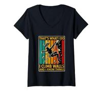 Femme C'est drôle de dire Que What Climb Walls est Sarcastique T-Shirt avec Col en V