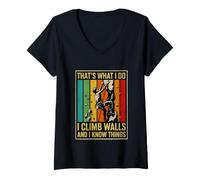 Femme C'est drôle de dire Que What Climb Walls est Sarcastique T-Shirt avec Col en V
