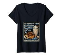 Femme C'est drôle de dire : The Blood Sugar Forbidden Breakfast Club T-Shirt avec Col en V