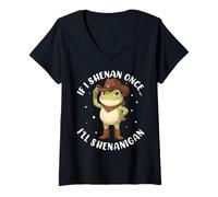Femme C'est drôle de fête de la Saint-Patrick si Je Shenan Une Fois, Je Ferai Shenanigan T-Shirt avec Col en V