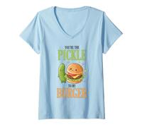 Femme C'est drôle et Mignon pour la Saint-Valentin, tu ES Le cornichon de Mon Hamburger T-Shirt avec Col en V