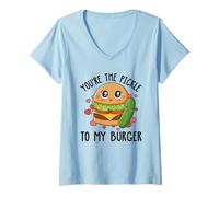 Femme C'est drôle et Mignon pour la Saint-Valentin, tu ES Le cornichon de Mon Hamburger T-Shirt avec Col en V