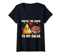 Femme C'est drôle et Mignon pour la Saint-Valentin, tu ES Les Chips de ma Salsa T-Shirt avec Col en V