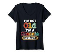 Femme C'est drôle et Pas Un Vieux Classique pour la Retraite des Grands-Parents T-Shirt avec Col en V