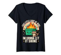 Femme C'est drôle et Sarcastique This Little Light-of Mine Lil Dumpster Fire T-Shirt avec Col en V