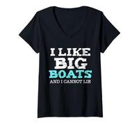 Femme C'est drôle, J'aime Les Gros Bateaux et Je ne Peux Pas mentir en croisière T-Shirt avec Col en V