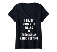 Femme C'est drôle, J'aime Les promenades romantiques à Travers Une réunion Agile T-Shirt avec Col en V