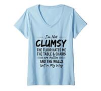 Femme C'est drôle, Je ne suis Pas maladroite pour ma Femme, Mon Mari et ma mère T-Shirt avec Col en V