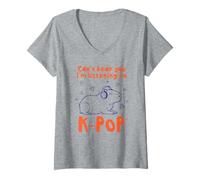 Femme C'est drôle, Je ne t'entends Pas. J'écoute de la K-Pop Capybara. T-Shirt avec Col en V