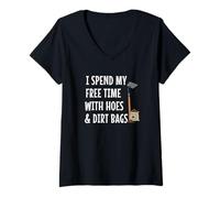 Femme C'est drôle, Je Passe Mon Temps Libre avec Hoes & Dirt Bags Garden T-Shirt avec Col en V