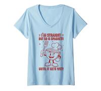 Femme C'est drôle, Je suis hétéro, mais Les Spaghettis Le sont Aussi jusqu'à ce qu'ils soient mouillés T-Shirt avec Col en V