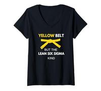 Femme C'est drôle, Je suis Une Ceinture Jaune mais C'est du Genre Lean Six Sigma T-Shirt avec Col en V