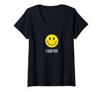 Femme C'est drôle, Je Te déteste, Happy Face T-Shirt avec Col en V