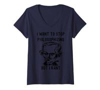Femme C'est drôle, je veux arrêter de philosopher, mais je veux Kant Philosophie B T-Shirt avec Col en V