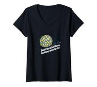 Femme C'est drôle : Laissez l'argent Travailler pour Vous, liberté financière T-Shirt avec Col en V