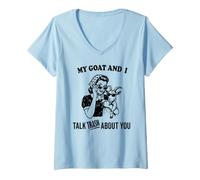 Femme C'est drôle ma chèvre et Je Parle de toi T-Shirt avec Col en V