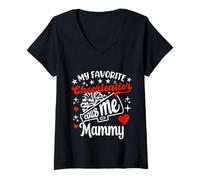 Femme C'est drôle, ma Pom-Pom Girl préférée m'appelle Mammy Cheerleading T-Shirt avec Col en V