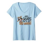 Femme C'est drôle Mes chèvres me Font dire des Mots T-Shirt avec Col en V