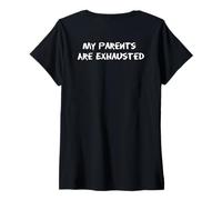 Femme C'est drôle, mes parents sont épuisés pour les mamans et les papas fatigués T-Shirt avec Col en V