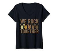 Femme C'est drôle, on Fait du Rock Ensemble T-Shirt avec Col en V