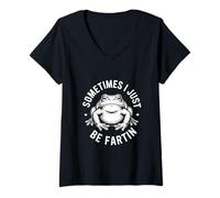 Femme C'est drôle, Parfois, Je suis Juste en Train de Faire du Crapaud Vintage T-Shirt avec Col en V