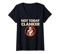 Femme C'est drôle, Pas Aujourd'hui, Clanker Robot Resistance No Trust T-Shirt avec Col en V