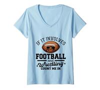 Femme C'est drôle s'il s'agit de Football et de Catch, comptez sur Moi T-Shirt avec Col en V