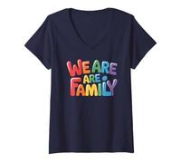 Femme C'est drôle, WE are Family, Voyage de retrouvailles Entre Cousins et Grand-père T-Shirt avec Col en V