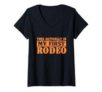 Femme C'est en Fait Mon Premier rodéo - Cowboy Western Cowpoke T-Shirt avec Col en V