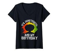 Femme C'est Juin et Mon Anniversaire 1865 Afrique Black American T-Shirt avec Col en V